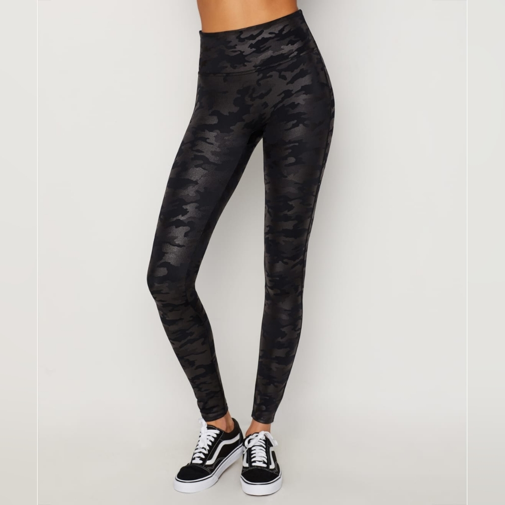 Spanx Faux Leather Camo Leggings